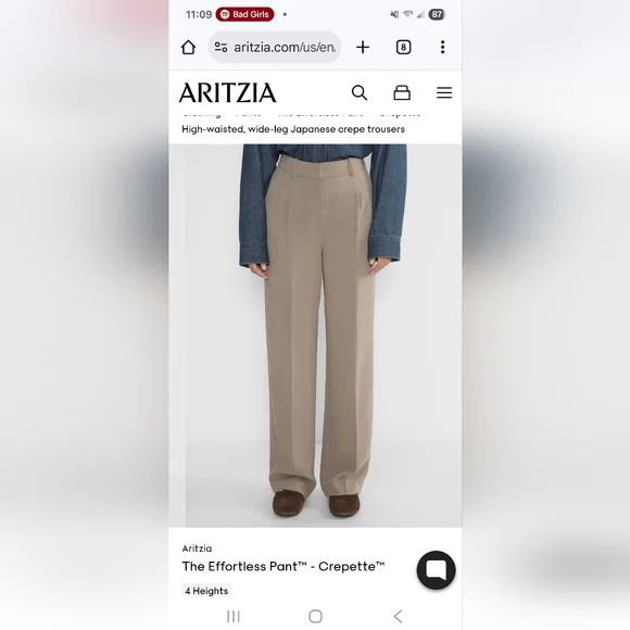 Aritzia Effortless Pants in Crepette - Picture 4 of 5